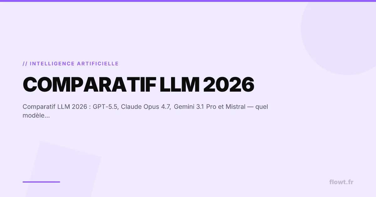 Comparatif LLM 2026 : GPT-5.5, Claude Opus 4.7, Gemini 3.1 Pro et Mistral — quel modèle pour quel cas d'usage en entreprise
